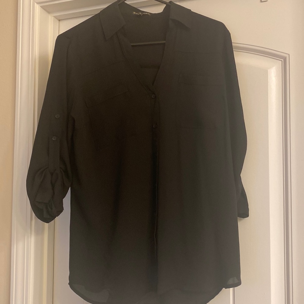 Express black button down blouse.